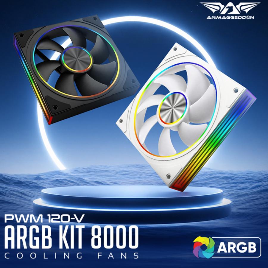 ARMAGGEDDON ARGB PC FAN KIT 8000 PWM 120-V REVERSE WHITE