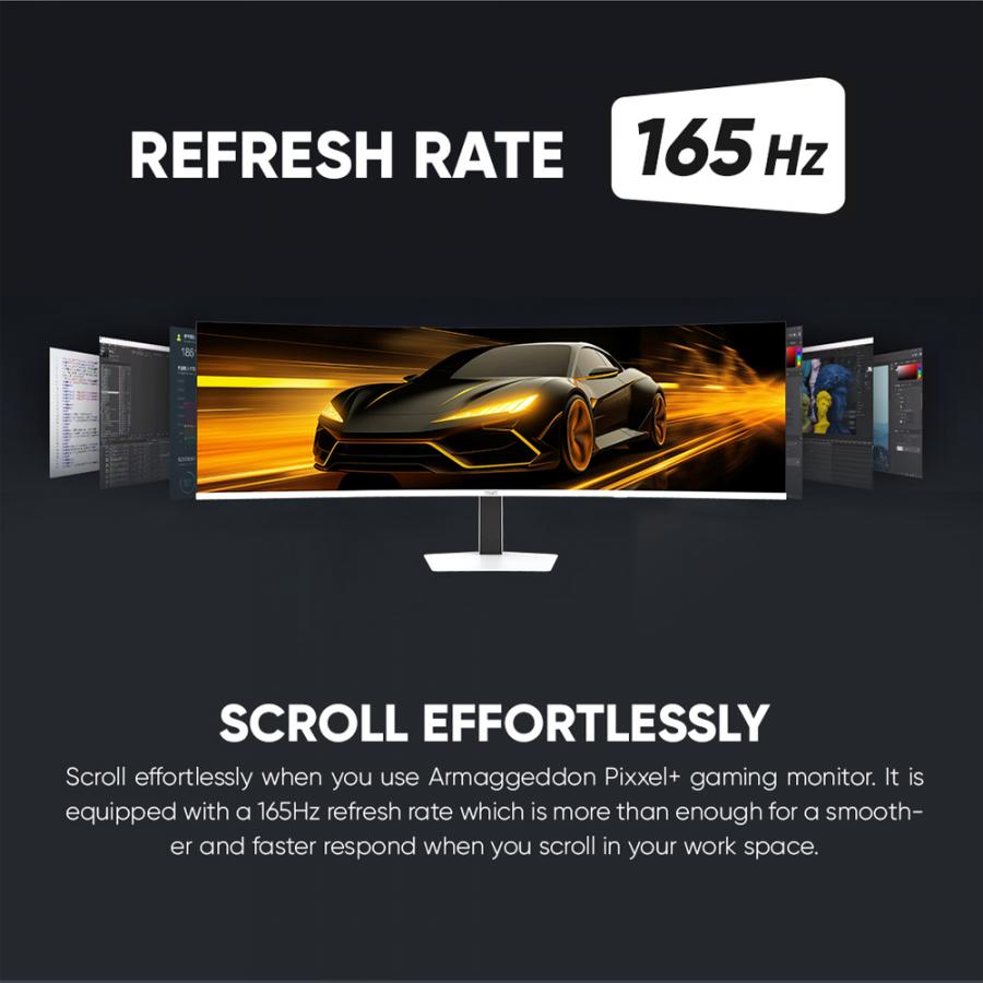 ARMAGGEDDON 49' DQHD 5K CURVED MONITOR PIXXEL+ 165HZ G-SYNC TYPE-C 65W WHITE