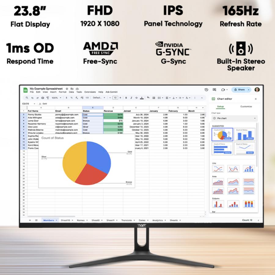 ARMAGGEDDON GAMING MONITOR 24' PIXXEL+ SUPER-165HZ PXP 24G BLACK