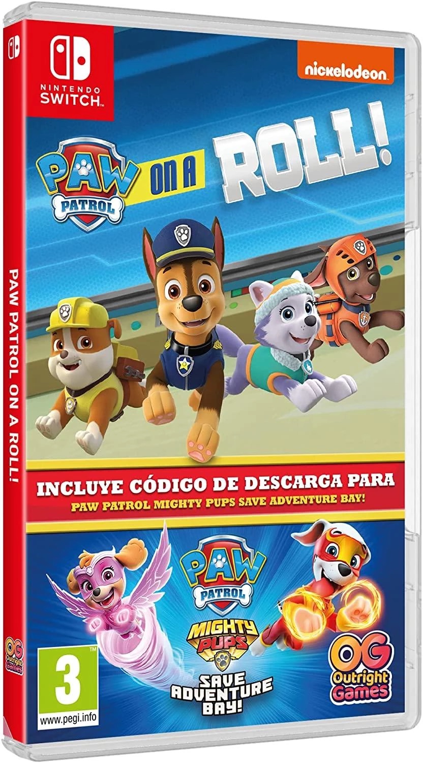Paw Patrol on a Roll + Paw Patrol Mighty Pups Mea Sped Compilation Nintendo Switch NEW