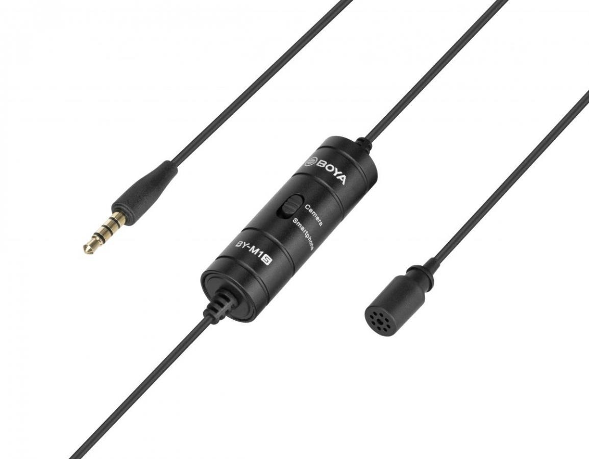 BOYA BY-M1S (M1 Smart) wired mic Universal Lavalier Microphone 3.5mm for phone, laptop, camera
