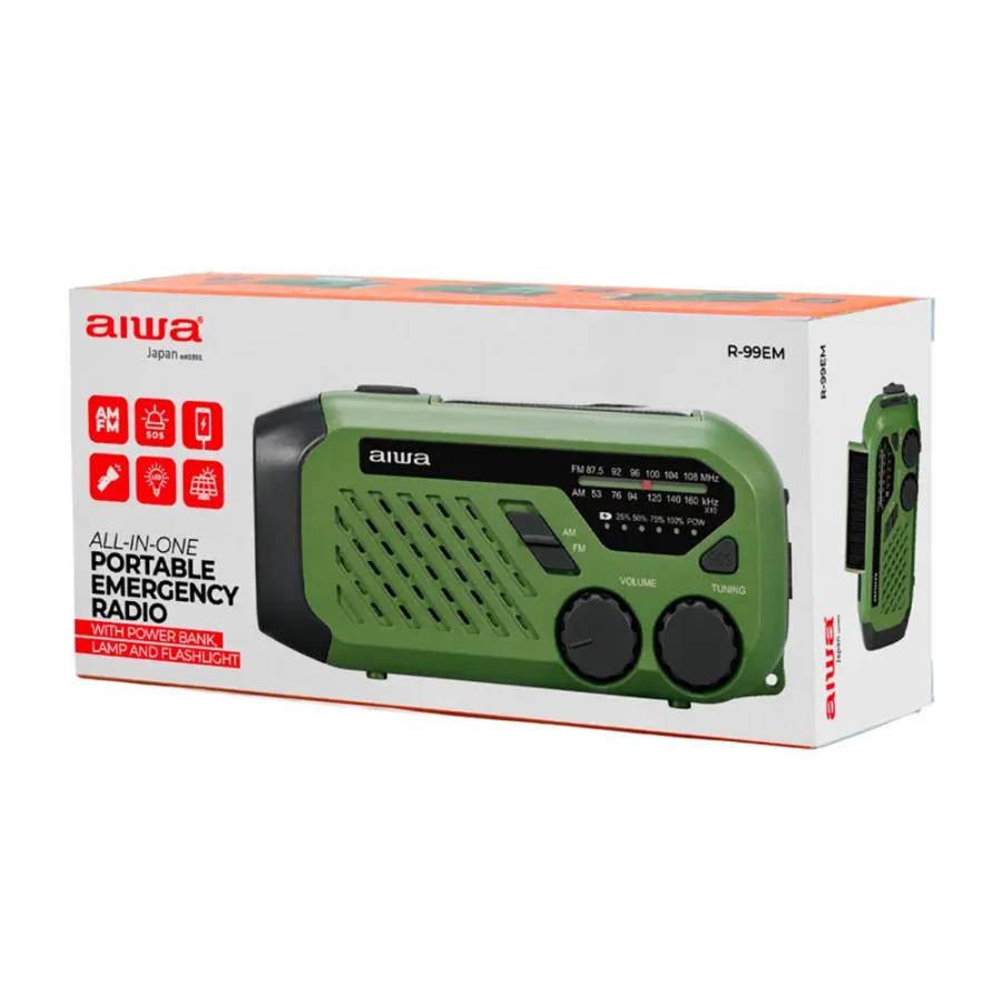 AIWA PORTABLE EMERGENCY RADIO WITH AM/FM RECEPTION GREEN