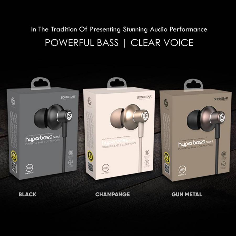 SONICGEAR TYPE-C EARBUDS HYPERBASS BUDS 1 GUN METAL