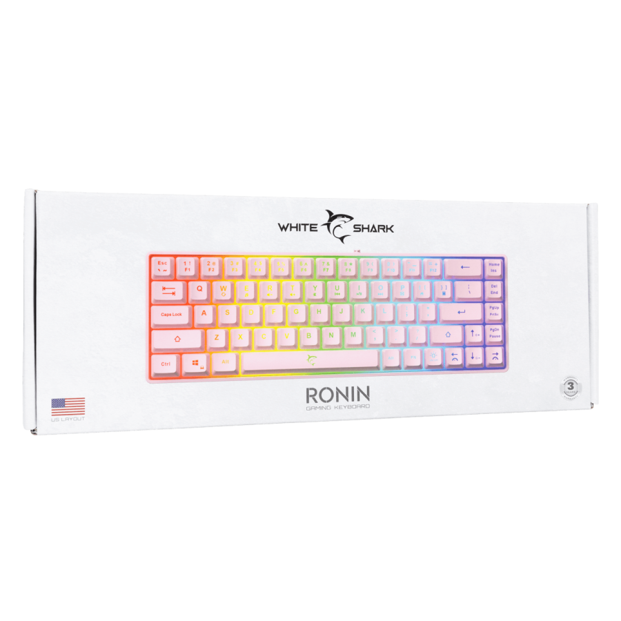 WHITE SHARK RGB GAMING MEMBRANE KEYBOARD RONIN PINK