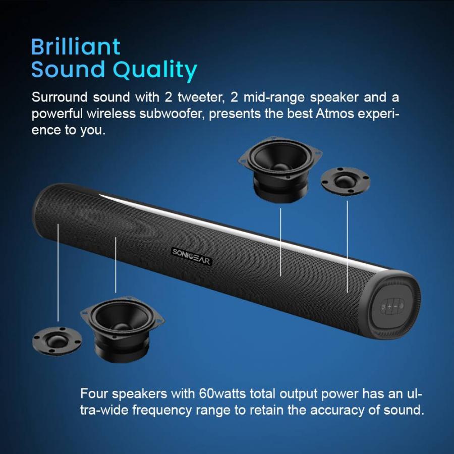 SONICGEAR BT5.0 SOUNDBAR & SUBWOOFER 120W BLACK