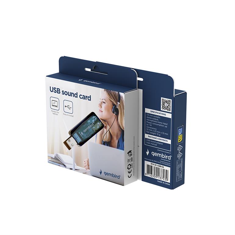 GEMBIRD USB SOUND CARD VIRTUS2 LIGHT BLUE