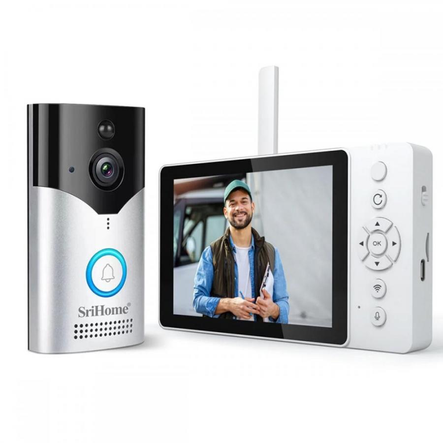 SRIHOME WIRELESS VIDEO INTERCOM SYSTEM DOORBELL CAMERA 4MP HD WIFI WHITE