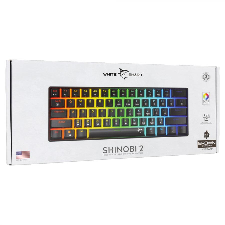 WHITE SHARK GK-004131 SHINOBI-2 MECH KEYBOARD BLACK US BROWN SWITCHES