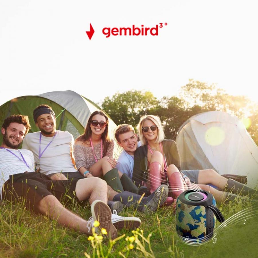 GEMBIRD PORTABLE BT PARTY SPEAKER WITH RGB LED LIGHT EFFECT CAMO