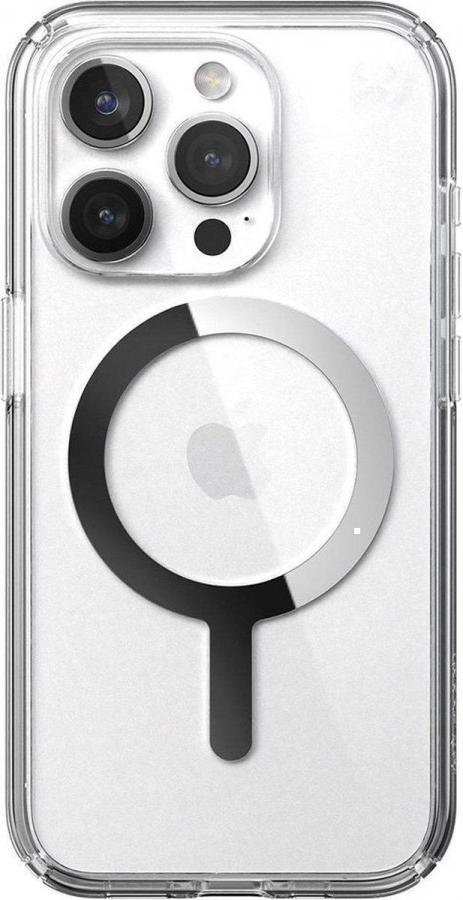 SPECK (150559-3240) IPHONE 15 PRO MAGSAFE CASE, PRESIDIO CLEAR (CLEAR/CLEAR/CHROME FINISH/SERENE SILVER)