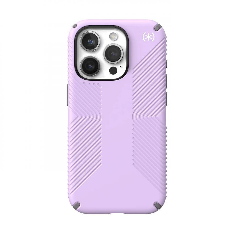 SPECK (150563-9979) IPHONE 15 PRO MAGSAFE CASE, PRESIDIO2 GRIP (SPRING PURPLE / CLOUDY GREY/WHITE )