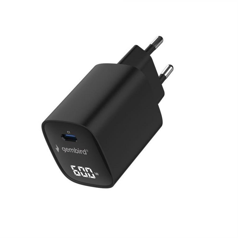 GEMBIRD TYPE-C FAST CHARGER 60W WITH LCD BLACK