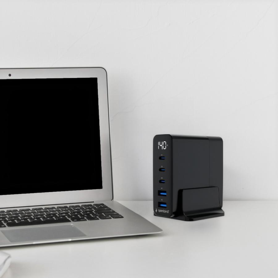 GEMBIRD 5-PORT 140W GAN USB FAST CHARGER BLACK
