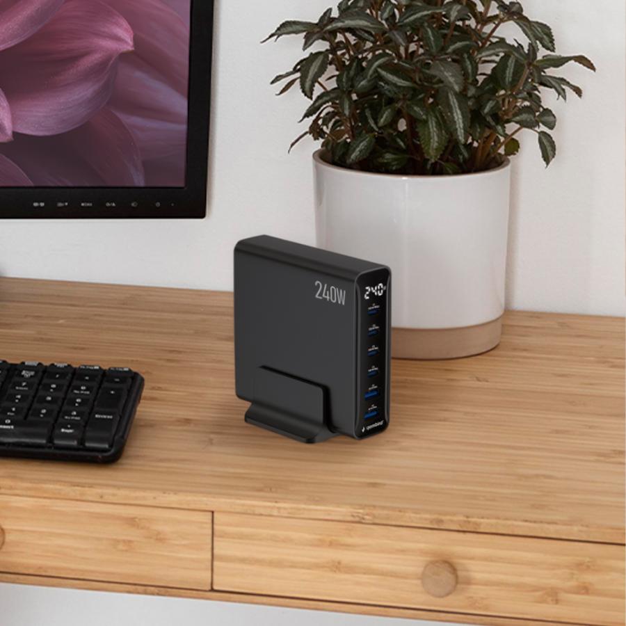 GEMBIRD 6-PORT 240W GaN USB FAST C HARGER BLACK