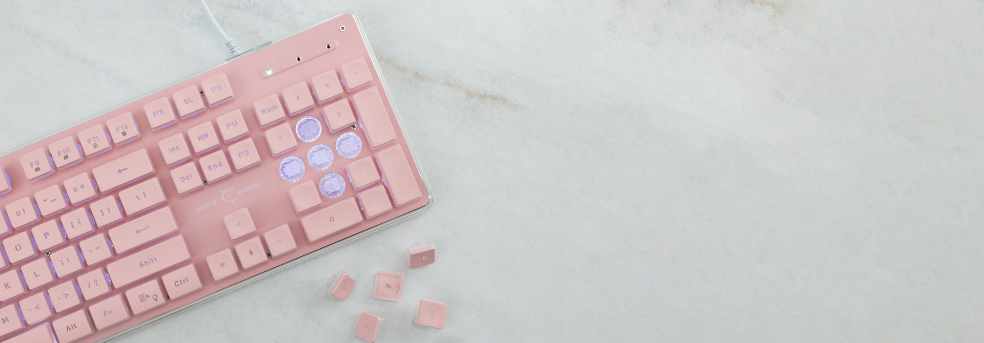 WHITE SHARK LED KEYBOARD GK-003441 TACHI US LAYOUT PINK
