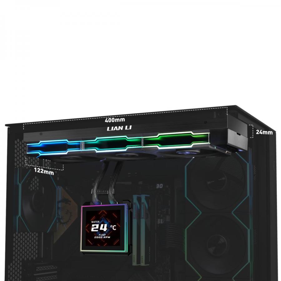 Lian Li Hydroshift II LCD-S 360TL Black - RGB AIO CPU Cooler - 3.4