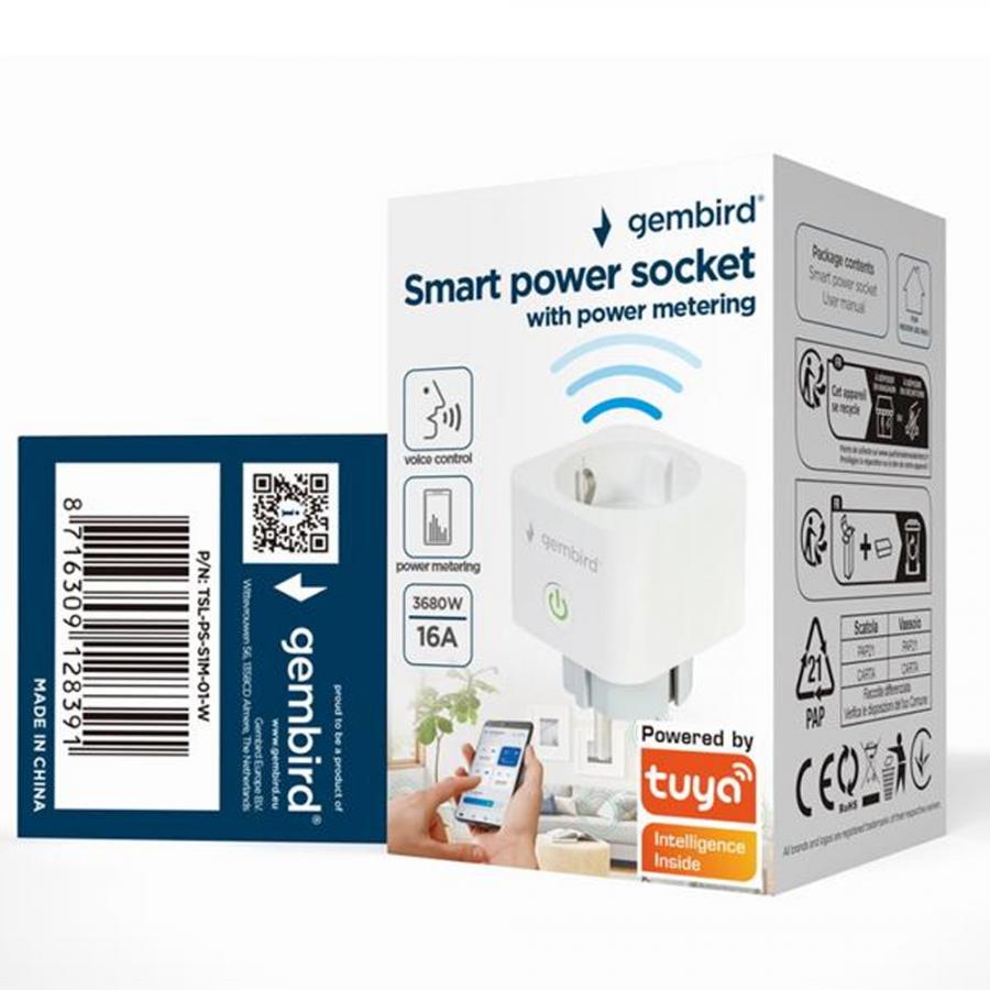GEMBIRD SMART POWER SOCKET WITH POWER METERING WHITE
