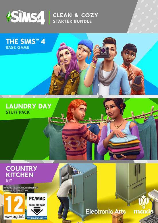 The Sims 4 Clean and Cozy Starter Bundle Exp Pack (Code in a box) PC NEW