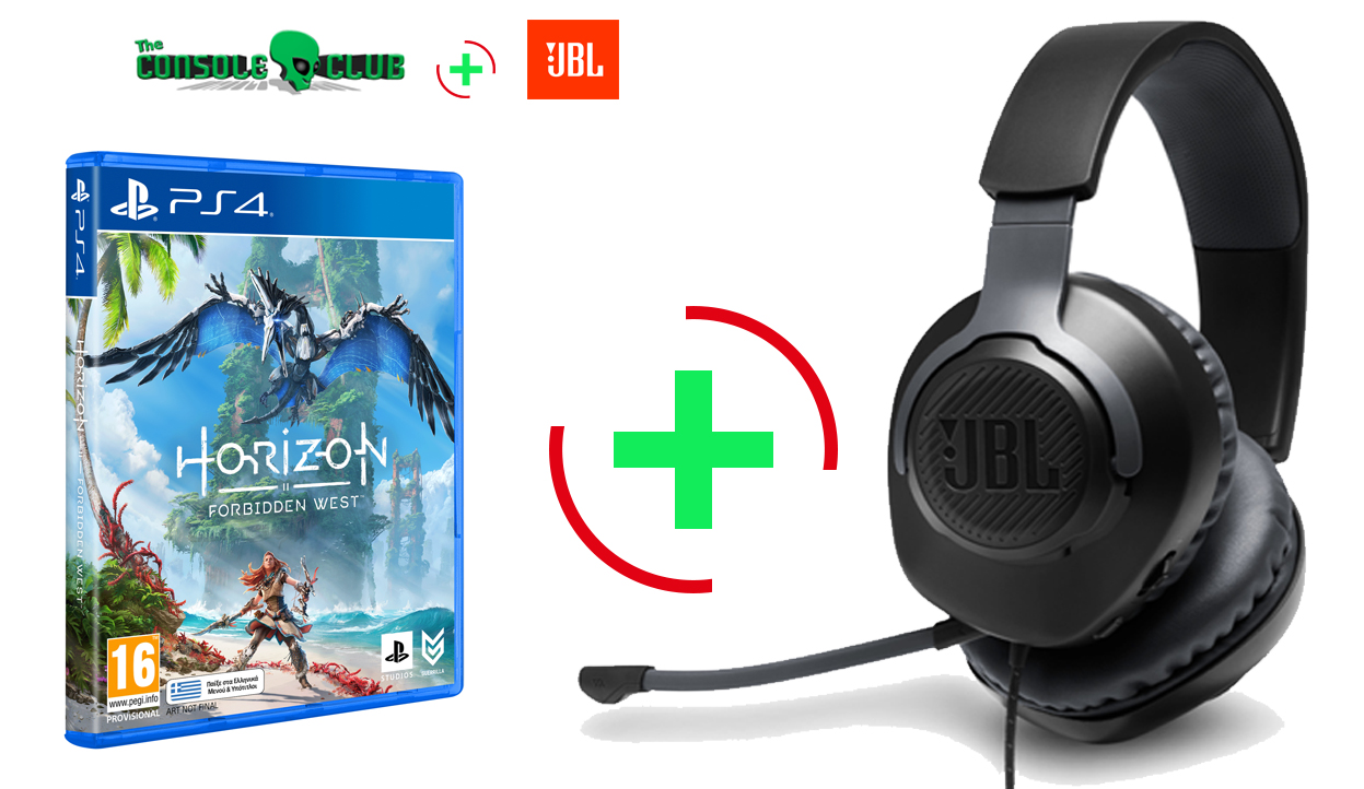 Horizon 2 Forbidden West PS4 +PreOrder Bonus + JBL Quantum 100, Over-Ear Wired Gaming Headset (Black)