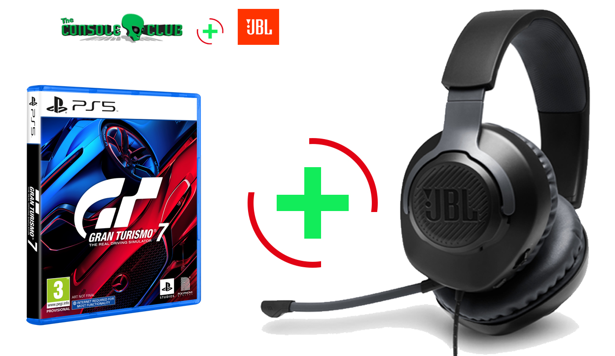 Gran Turismo 7 PS5 + JBL Quantum 100, Over-Ear Wired Gaming Headset (Black)