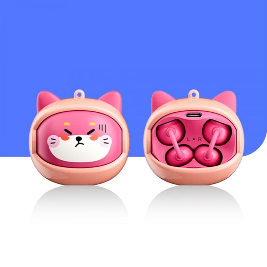 BLACKVIEW KIDS EARBUDS BT6.0 CAT DESIGN ROTATING CHARGING CASE WITH EMOJIS PINK