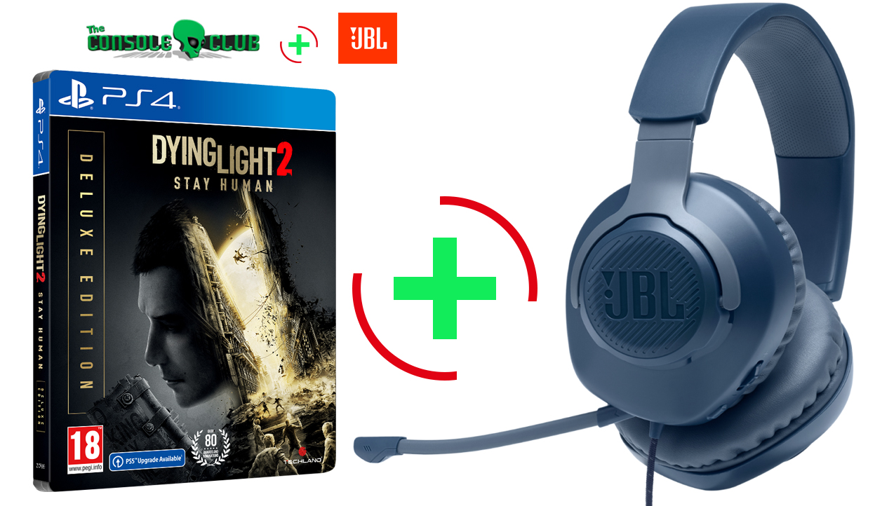 Dying Light 2: Stay Human - Deluxe Edition + Preorder Bonus PS4 NEW + JBL Quantum 100, Over-Ear Wired Gaming Headset (Blue)
