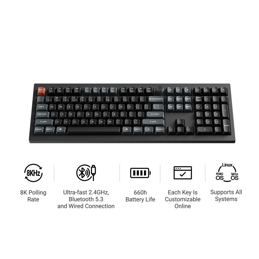 Keychron V6 Ultra (V6U-D1) QMK/VIA Wireless Custom Mechanical Keyboard Red Switch RGB 100% US