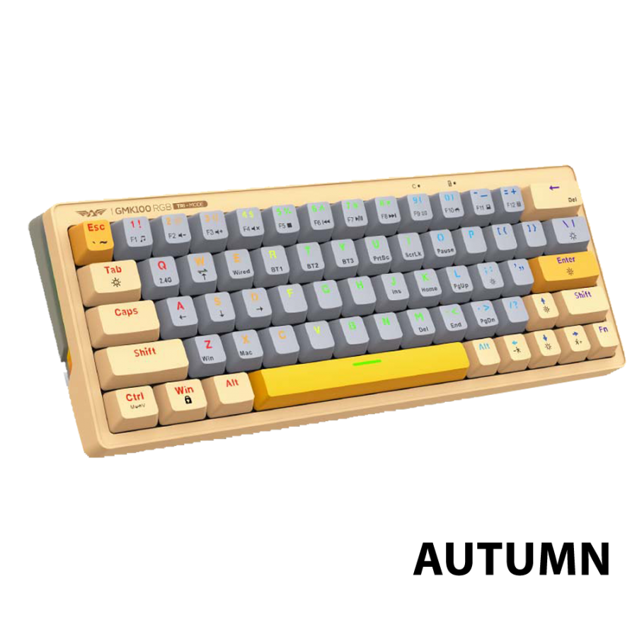 ARMAGGEDDON TRIMODE MECH RGB KEYBOARD LINEAR 63KEYS GMK-100 AUTUMN