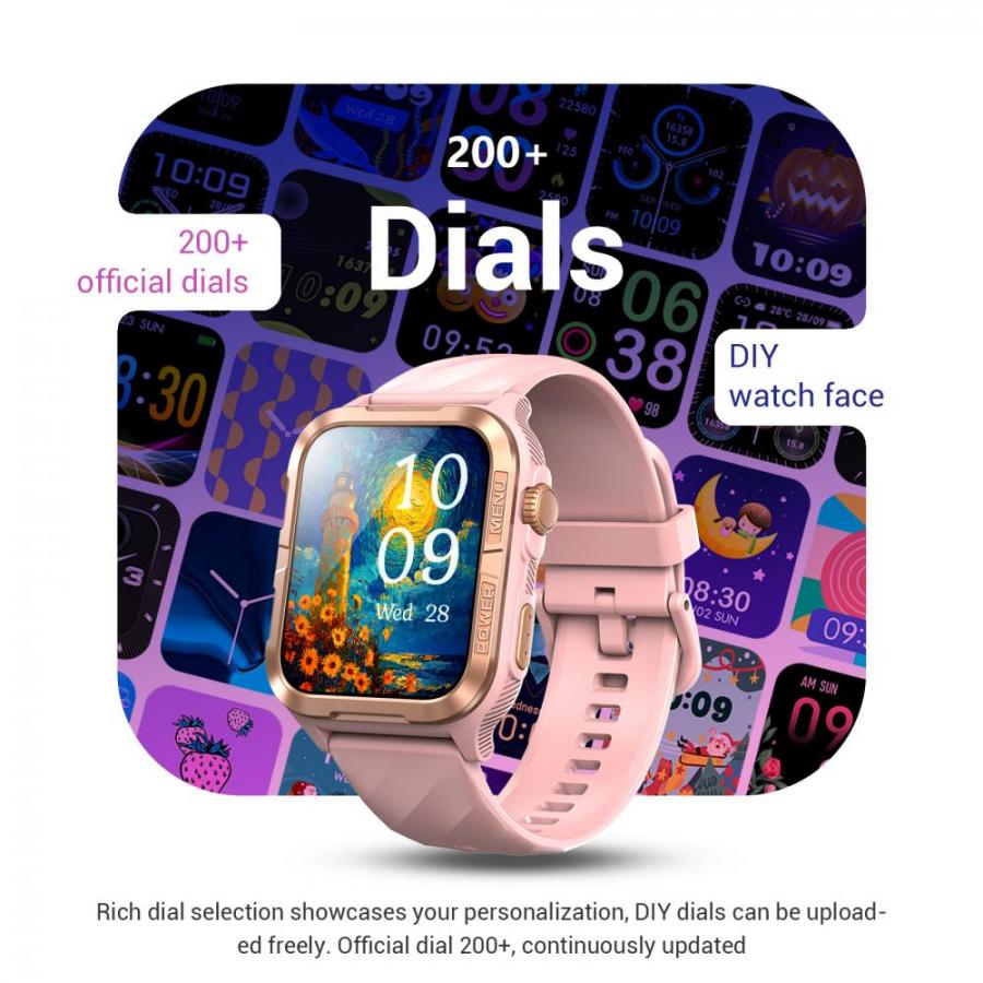 BLACKVIEW BT5.3 WATERPROOF-10M SMARTWATCH WITH DA GPT & LED TORCH PINK