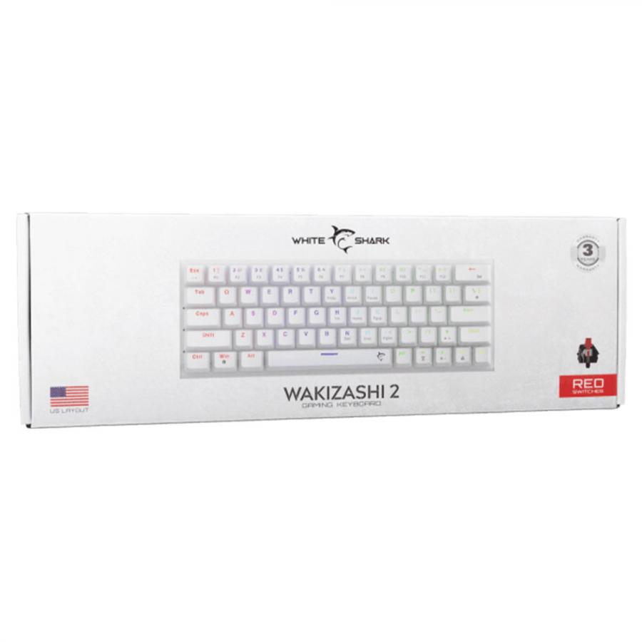 WHITE SHARK MECHANICAL KEYBOARD GK-002211V2 US RED SWITCH WAKIZASHI-2 WHITE