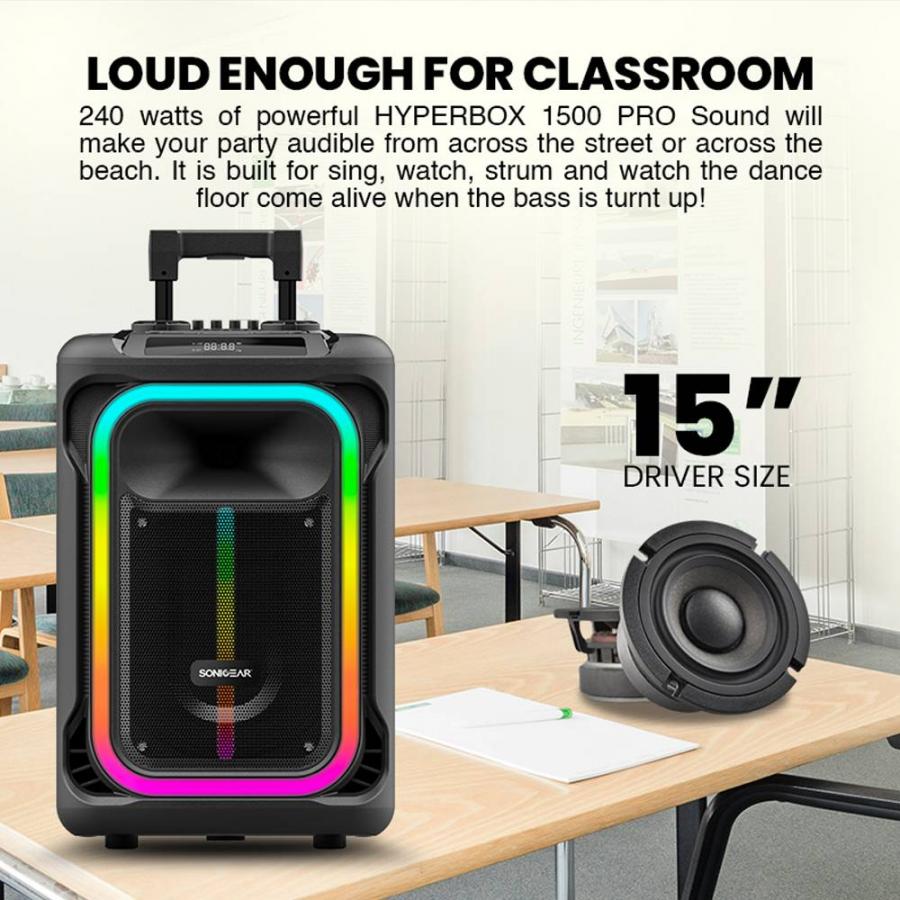 SONICGEAR RGB HDA KARAOKE SPEAKER 240W HYPERBOX 1500 PRO BLACK
