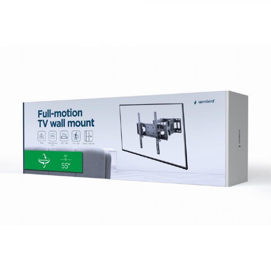 GEMBIRD TV WALL MOUNT FULL MOTION 32'-55' MAX VESA 400x400 BLACK