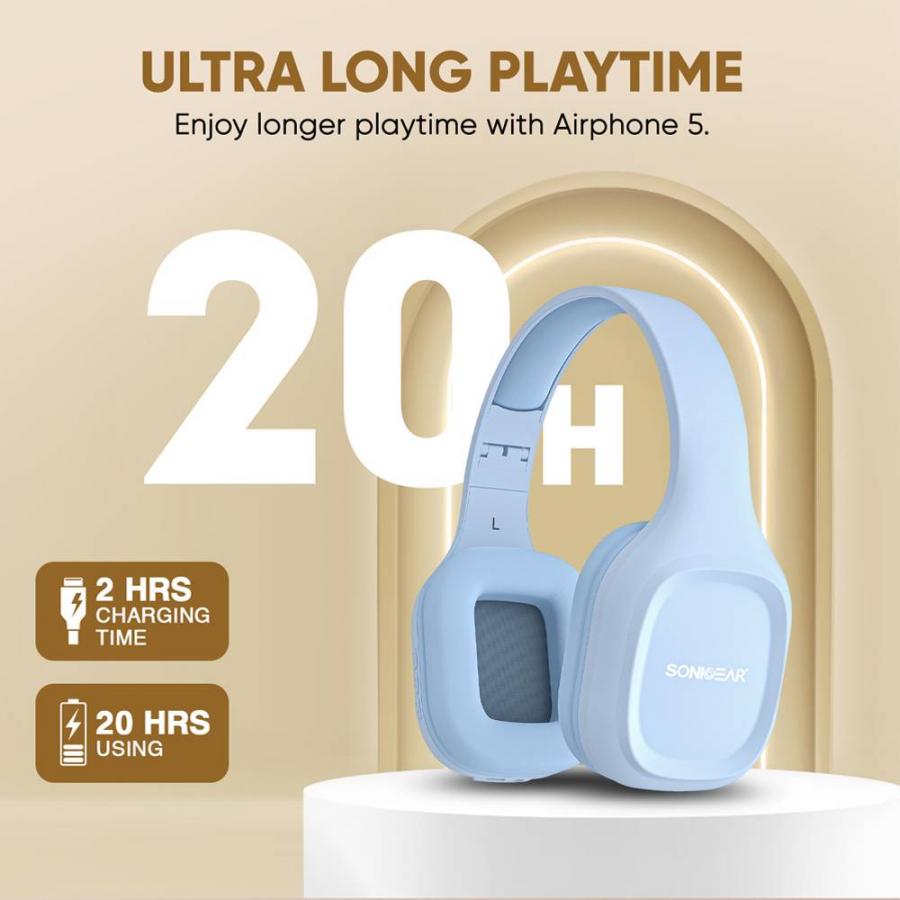 SONICGEAR BT5.4 OVER-EAR HEADPHONES AIRPHONE 5 INDIGO