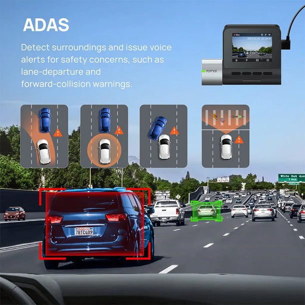 70mai Dash Cam Pro Plus+ A500S w. Screen, 1944P 140FOV 500mAh Car Camera