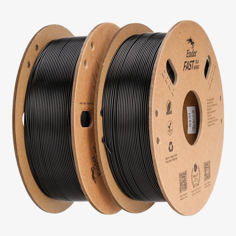 Creality Ender Fast PLA Value Pack 2Kg 2xBlack 3D Printer Filament  2x1 kg Spool,1.76