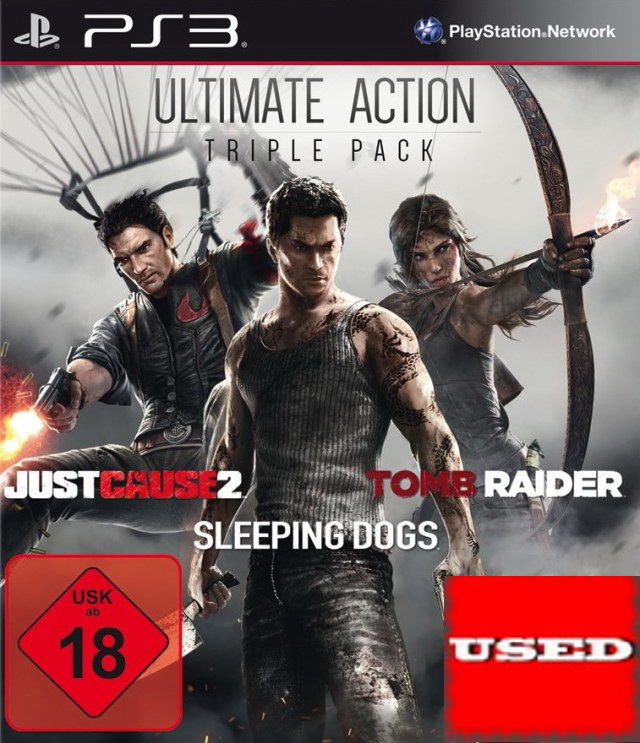 Ultimate Action Triple Pack (Just Cause 2/Sleeping Dogs/Tomb Raider) PS3 USED