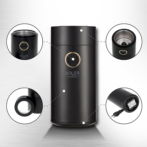 ADLER COFFEE MILL 150W BLACK/GOLD