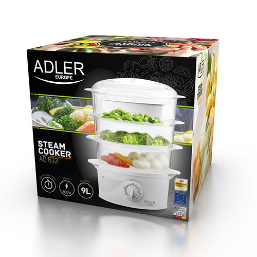 ADLER STEAM COOKER 9L 800W WHITE
