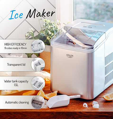 ADLER ICE MAKER 1.5L 100W SILVER