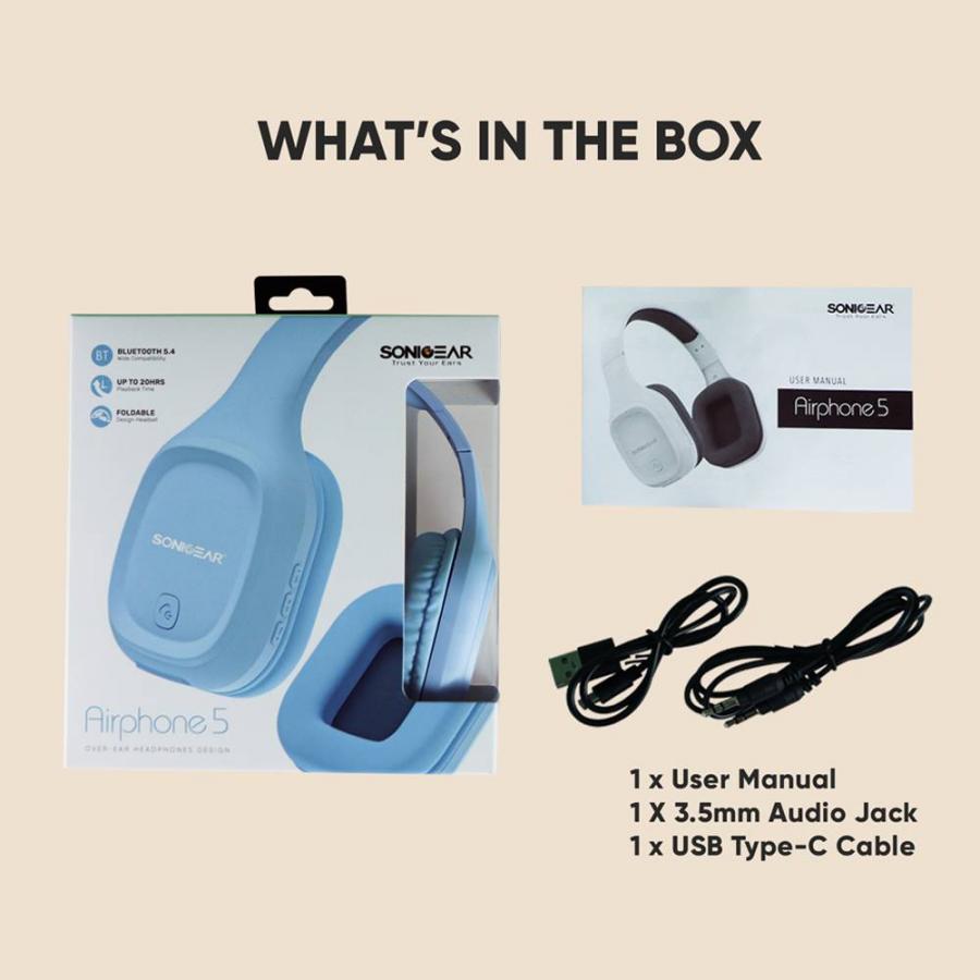 SONICGEAR BT5.4 OVER-EAR HEADPHONES AIRPHONE 5 INDIGO