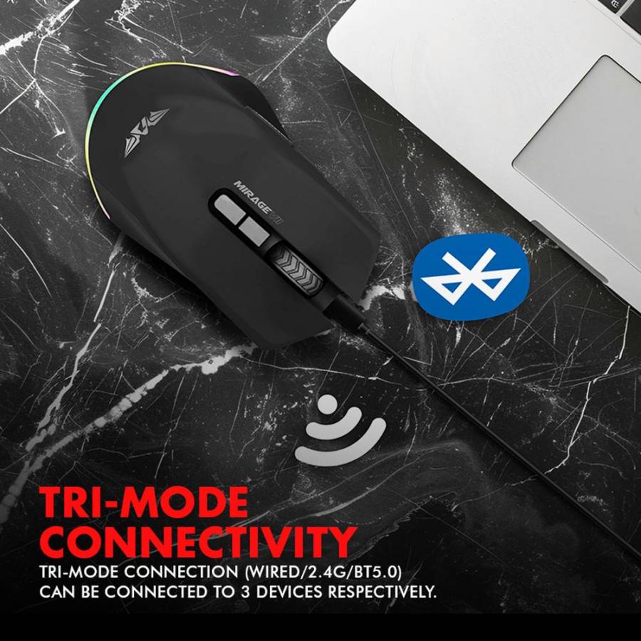 ARMAGGEDDON TRI-MODE GAMING MOUSE 10000CPI MIRAGE VII BLACK