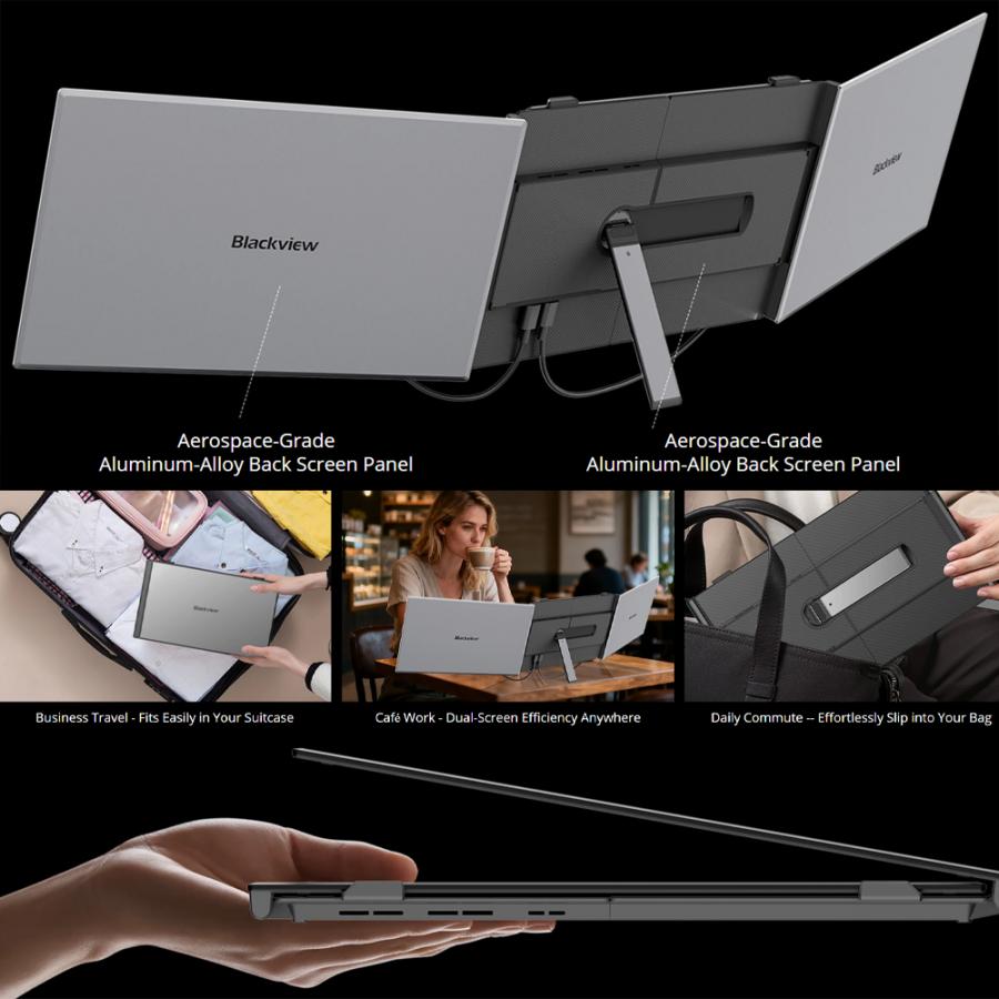 BLACKVIEW 15.3' DUAL LAPTOP SCREEN EXTENDER LCD 16:10 60Hz 1200P GREY