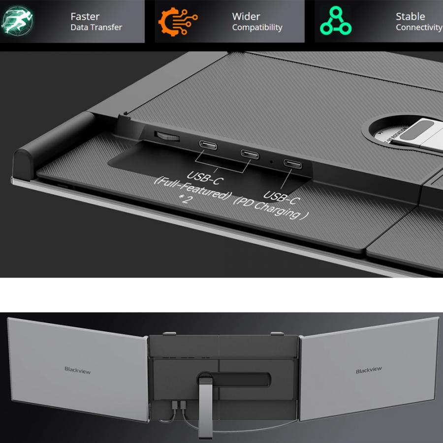 BLACKVIEW 15.3' DUAL LAPTOP SCREEN EXTENDER LCD 16:10 60Hz 1200P GREY
