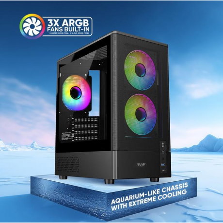 ARMAGGEDDON MICRO ATX CASE WITH 3X CHROMA FANS DEEPFREEZE DUPLEX 2 CHROMA BLACK