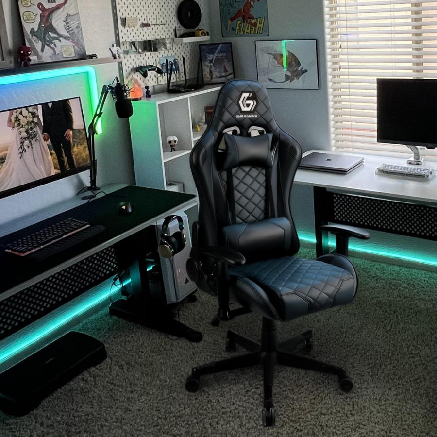 GEMBIRD GAMING PVC LEATHER CHAIR WITH PILLOWS BLACK