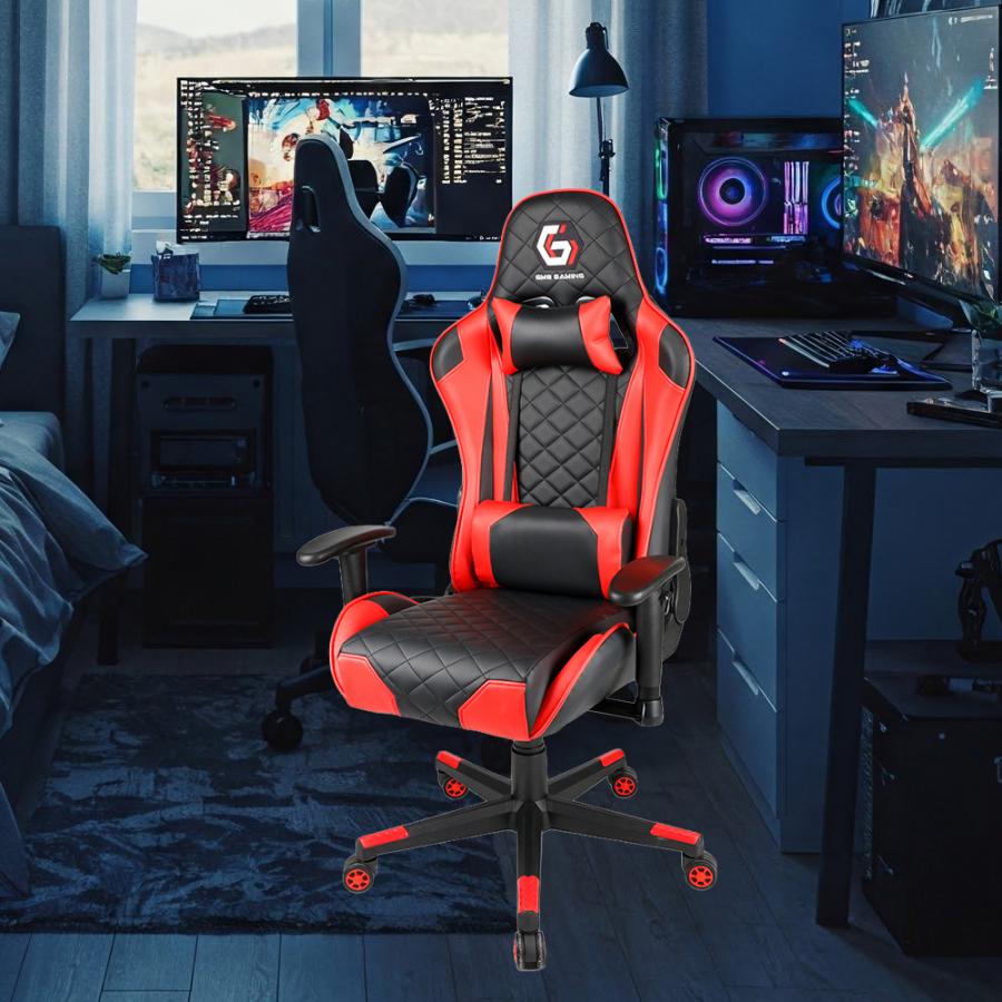 GEMBIRD GAMING PVC LEATHER CHAIR WITH PILLOWS BLACK RED