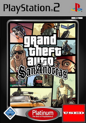 Grand Theft Auto: San Andreas (Plat) PS2 USED (No Manual)  (English Game/France Cover)