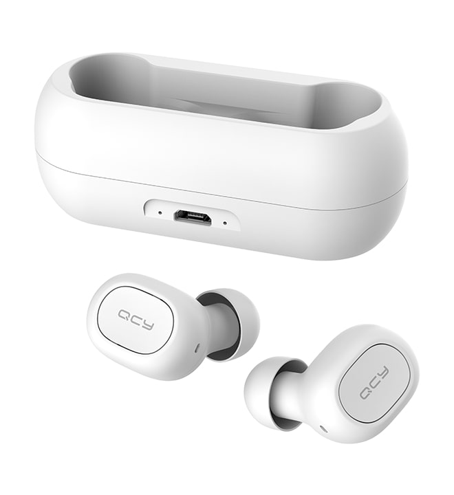 QCY T1C TWS WHITE True Wireless Earbuds 5.0 Bluetooth Headphones 80hrs