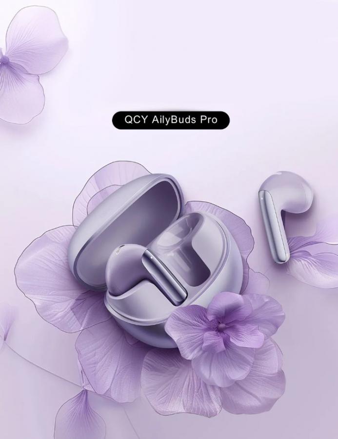 QCY AilyBuds Pro Semi-Ear ANC TWS Purple 6 mic & A.I. Noise Cancel. LDAC Audio Ultra HD Multi-point