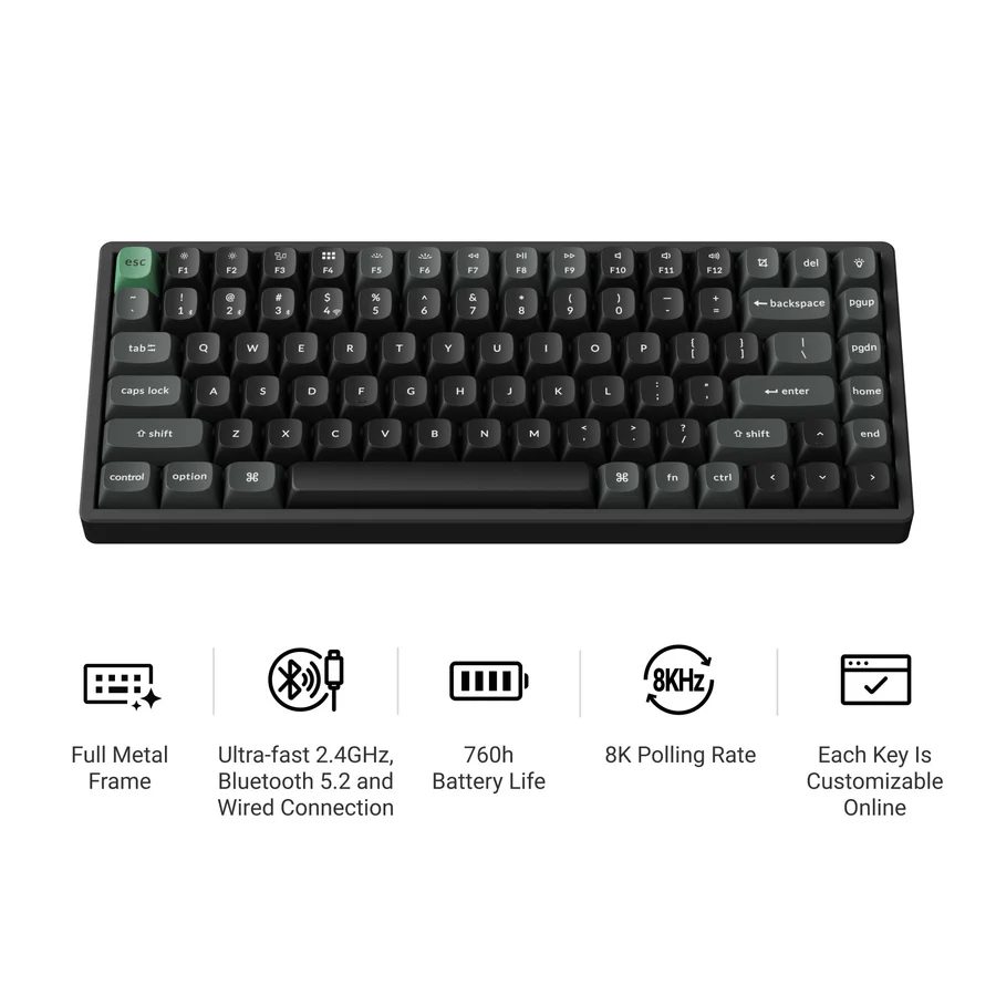 Keychron K2 Ultra (K2U-J3) ZMK Wireless 8K Mechanical Keyboard Brown Switch (Hot-Swap) 75% Us Layout